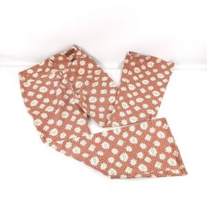 Wrangler Women's 10 X 32 Rust Daisy Floral High Rise Fierce Flare Jeans Boho